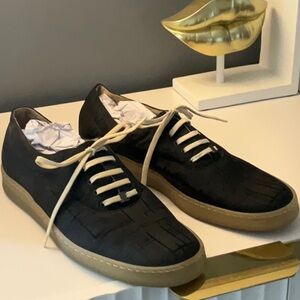 Salvatore Ferragamo Black and Tan Sneakers